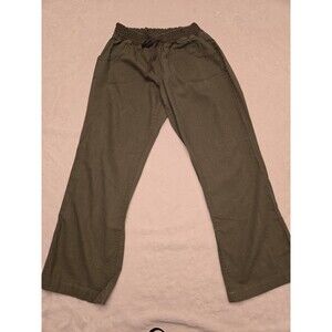 Roz & Ali Size Medium Green Linen Pull On Pants Flowy Drawstring